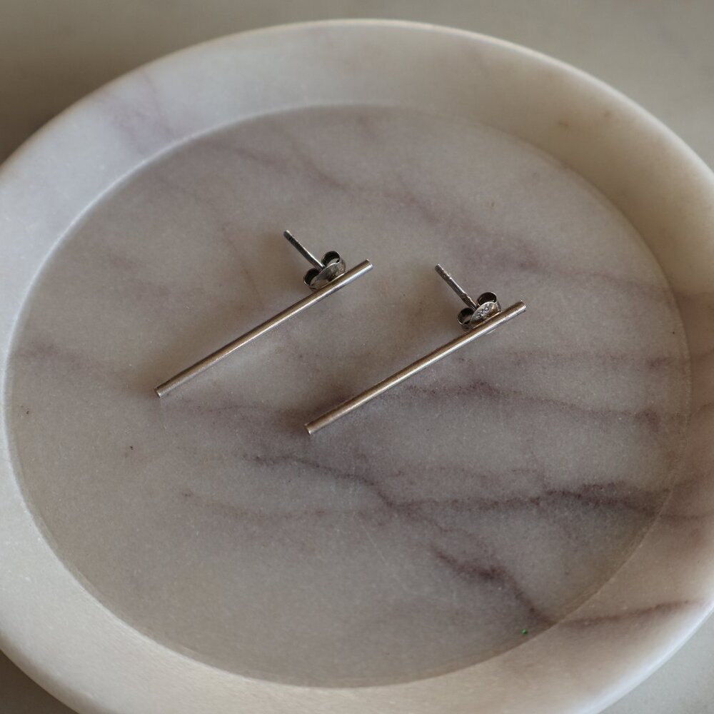 Minimalist Sterling Silver Bar Stud Earrings